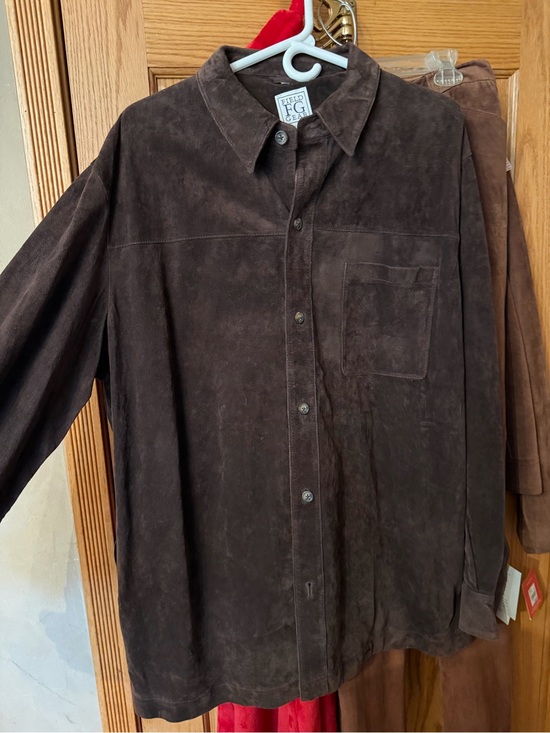 Field Gear Other - EG Suede Button-Front Shirt Jacket in Dark Brown